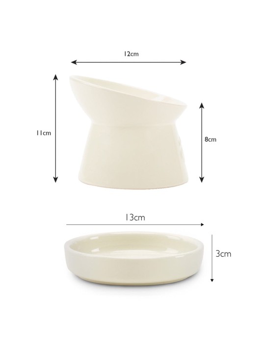 Comedero elevado Icon color Crema talla 12cm